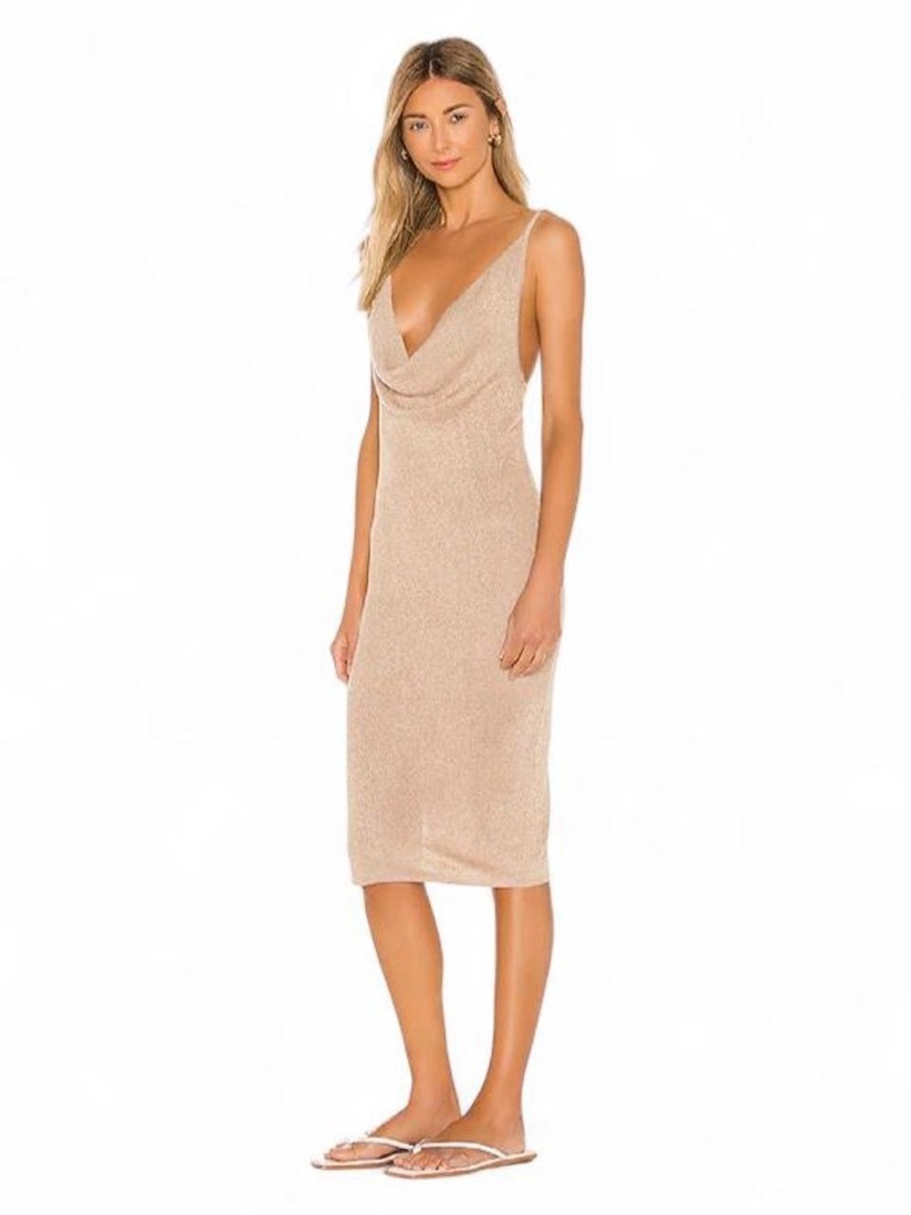 Superdown Gold Knit Midi Dress